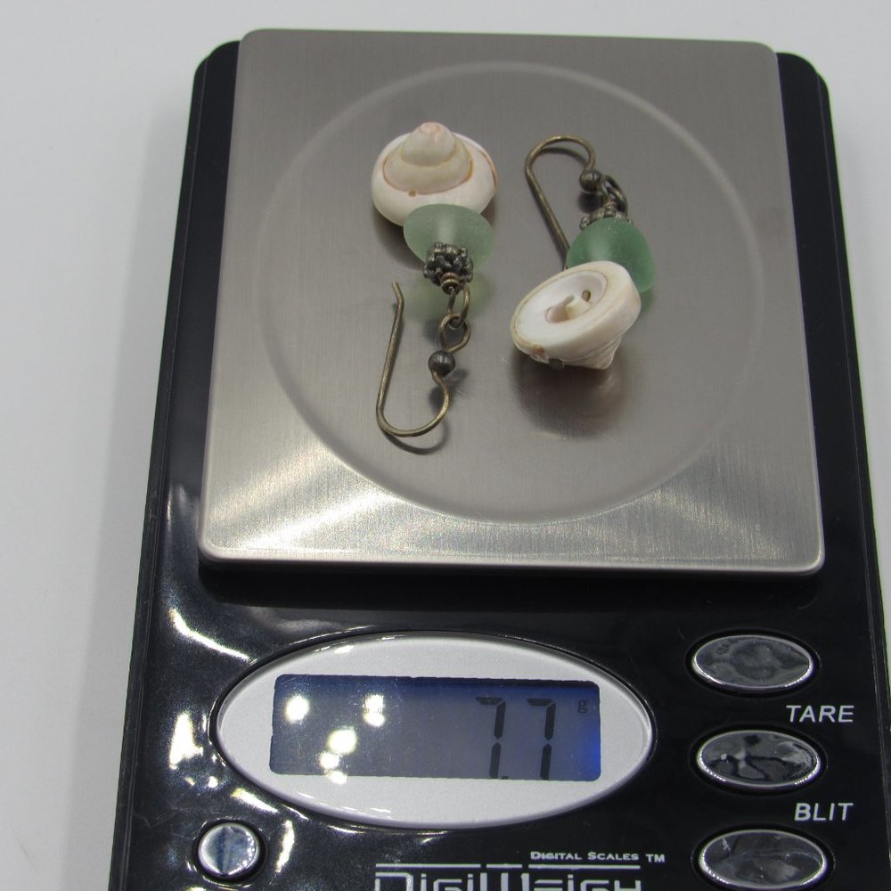 Sterling Rustic White Swirling Shell Earrings - image 5